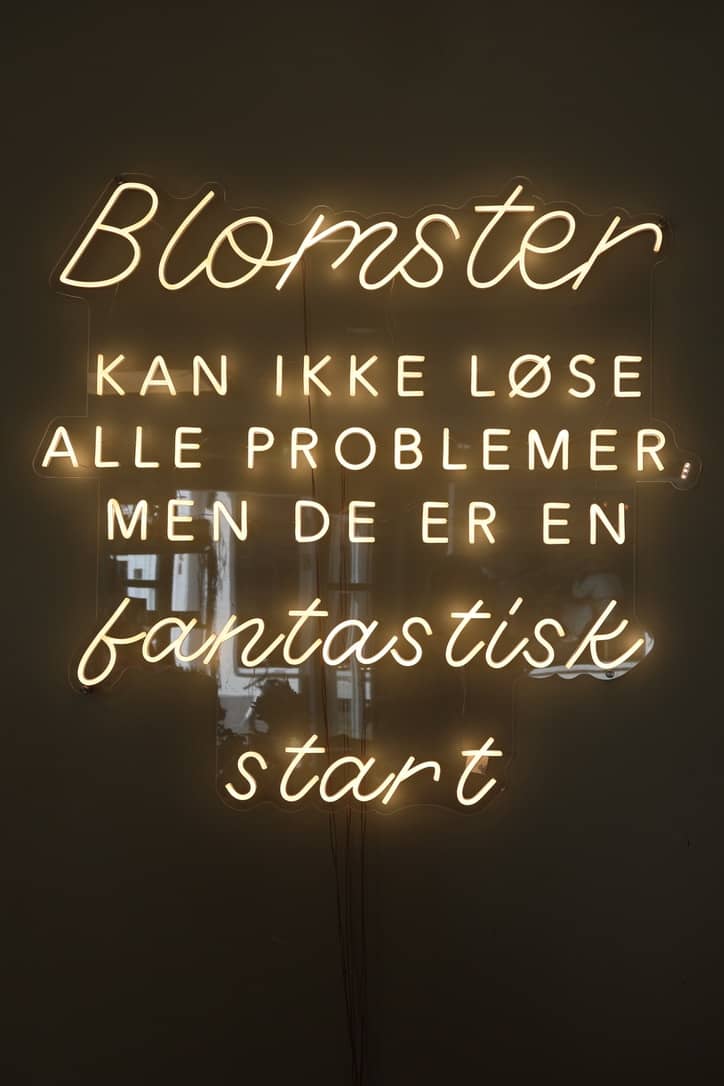 Neon skilt med lys - Blomster kan ikke løse all problemer men, det er en fantastisk start